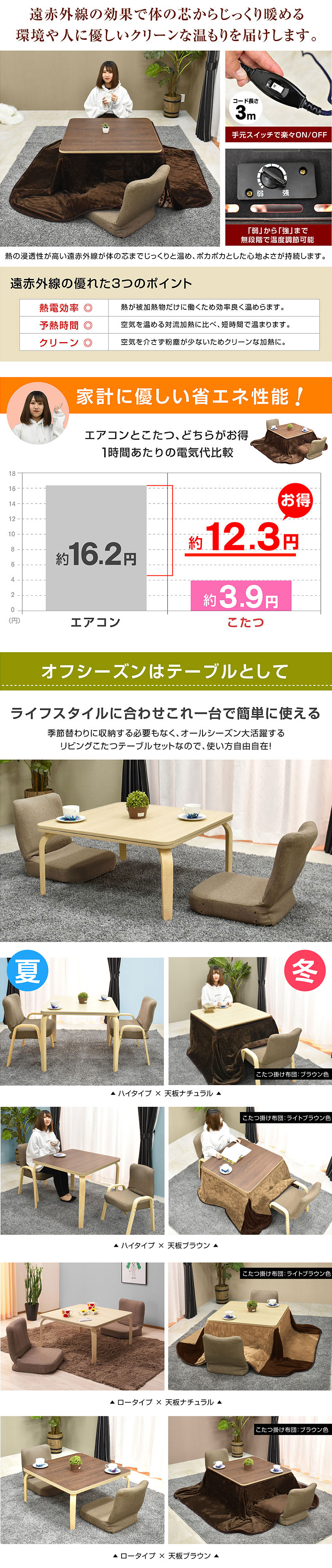 こたつ テーブル 掛け布団セット 正方形 75×75cm コタツ こたつ