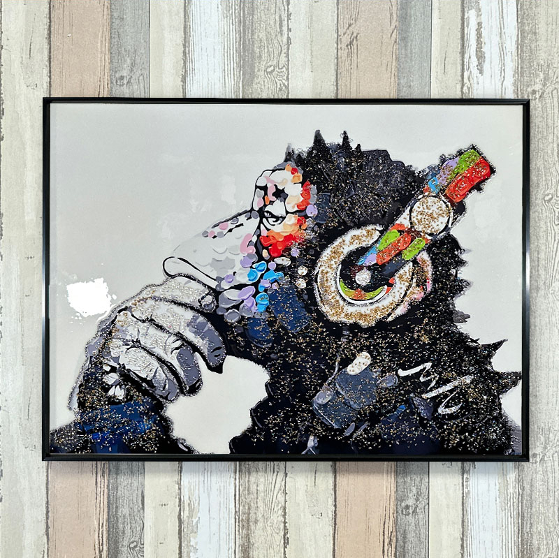 【最終】水晶絵　バンクシー　カラフル 水晶パネル アートパネル 60×80cm ポップアート バンクシー 金