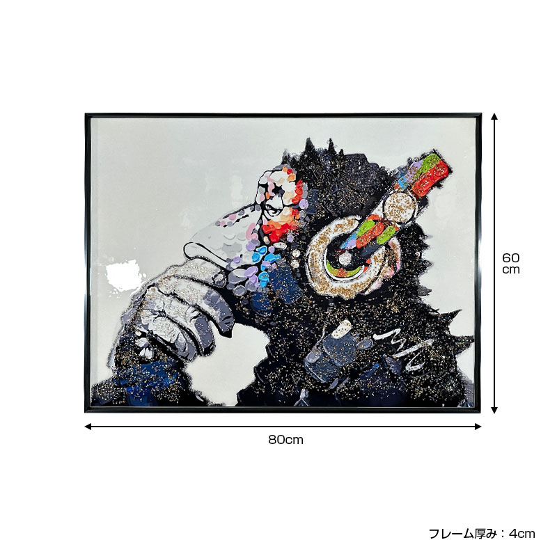 水晶パネル アートパネル 60×80cm バンクシー モンキー