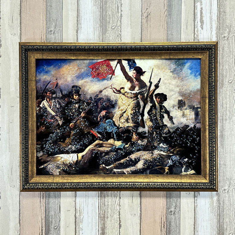 輸入雑貨　天然石　『フランス民衆を導く自由の女神』　水晶絵　クリスタルアート 輸入雑貨 天然石 『フランス民衆を導く自由の女神』 水晶絵