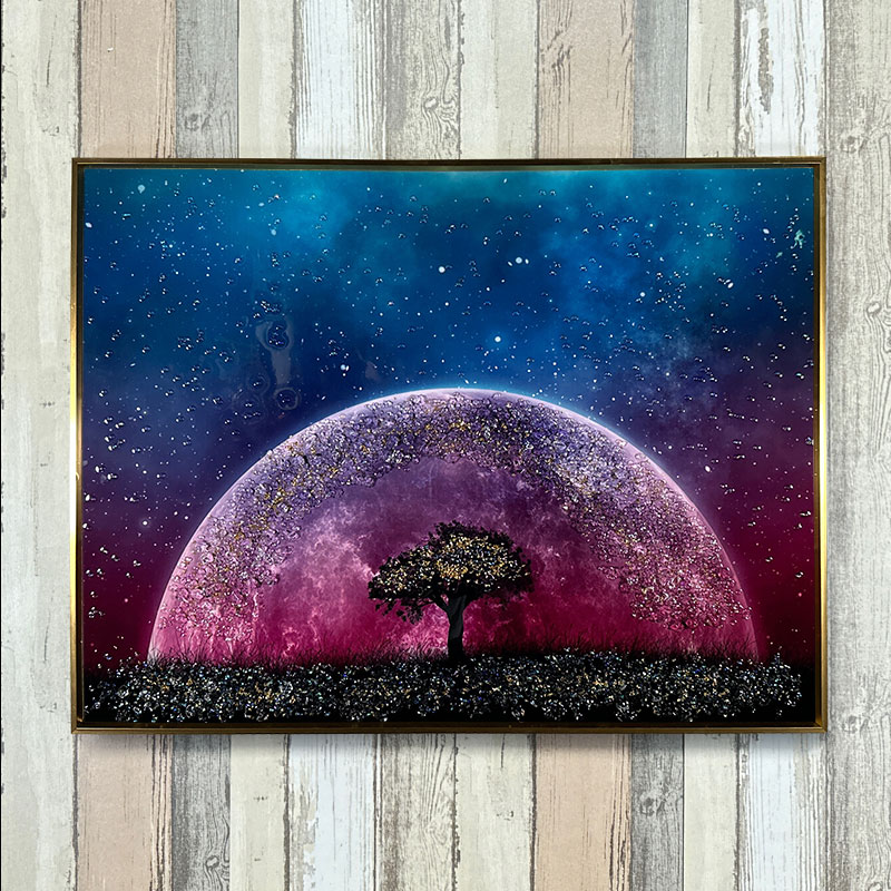 直径25㎝「夕空２」油彩・絵画・原画・丸形・アートパネル Amazon.co.jp: アートパネル 葛飾北斎xフィンセント ファン