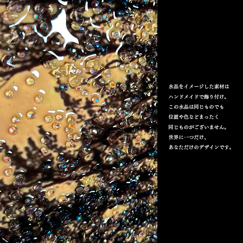 水晶パネル アートパネル 60×80cm 満月 風景 金フレーム付き
