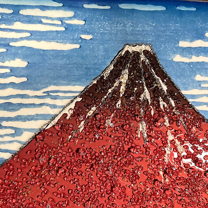 水晶パネル アートパネル 60×80cm 富嶽三十六景 風景 金フレーム