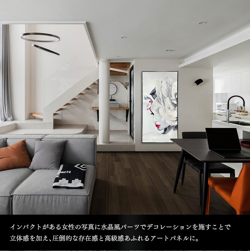 水晶パネル アートパネル 90×180cm 黒フレーム付き ビッグサイズ